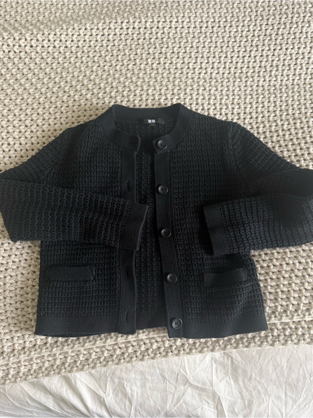 Uniqlo Black Textured Knit Cardigan